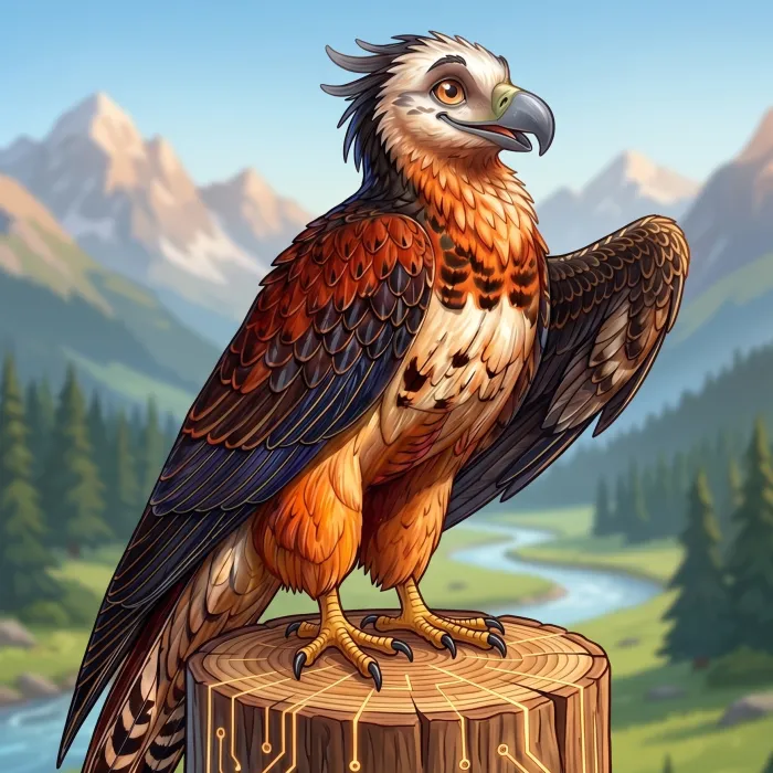 Gip, the bearded vulture who is the assistant of the Valli del Noce